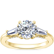 新款 18k 黃金Bella Vaughan 尖頂長方形三石訂婚戒指 （3/8 克拉總重量）